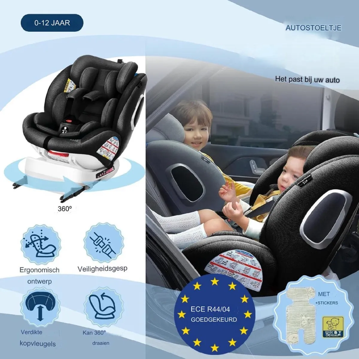 Siège auto naissance à 8 ans Rotatif- Isofix Grp 0/1/2/3 + Pare-soleil- Popypapa - Image 8