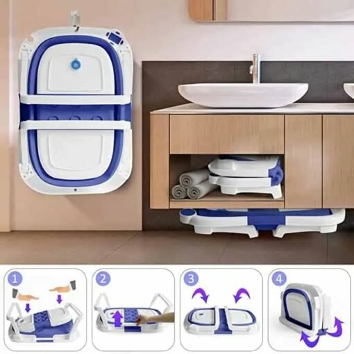 Baignoire Bébé, Pliable Ultra Compacte avec thermomètre intégré et coussin - Image 7