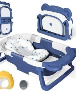 Baignoire Bébé, Pliable Ultra Compacte avec thermomètre intégré et coussin